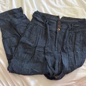 Free People Navy and White Striped Pants